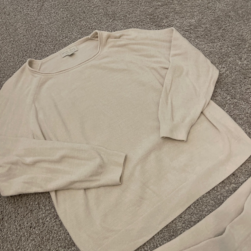 Barefoot Dreams CozyChic Ultra Lite Knit Cream Lounge Set Size L - Picture 3 of 6